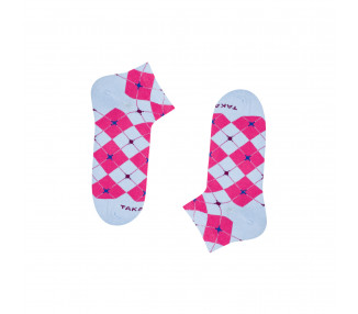 Colorful, pink, purple sneaker socks Fabryczna 2m4 checkered, TakaPara