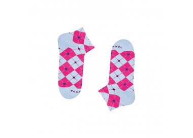 Colorful, pink, purple sneaker socks Fabryczna 2m4 checkered, TakaPara