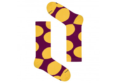 Yellow, burgundy socks Grochowa 3m1 polka dots, TakaPara.