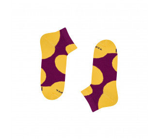Yellow, burgundy sneaker socks Grochowa 3m1 polka dots, TakaPara.