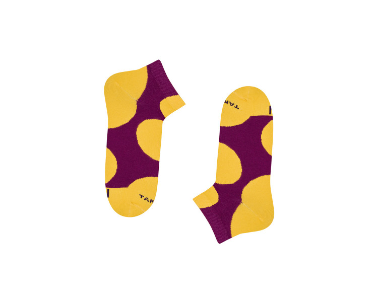 Chaussettes baskets jaunes, bordeaux Grochowa 3m1 à pois, TakaPara.