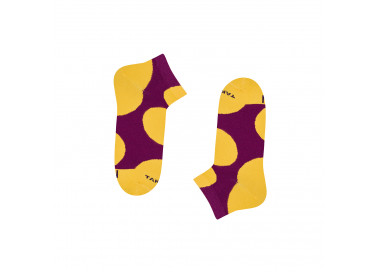 Chaussettes baskets jaunes, bordeaux Grochowa 3m1 à pois, TakaPara.