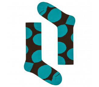 Blue, brown socks Grochowa 3m3 with polka dots, TakaPara.