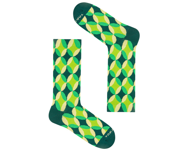 Groene, geometrische sokken Piłsudskiego 4m1, TakaPara