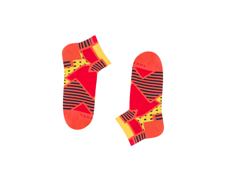 Chaussettes baskets colorées Piotrkowska 5m5 dans les couleurs rouge, orange et jaune. Takapara
