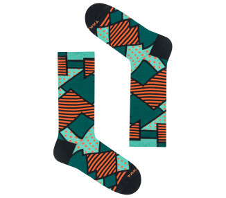 Colorful socks Piotrkowska 5m6 with geometric patterns. Takapara