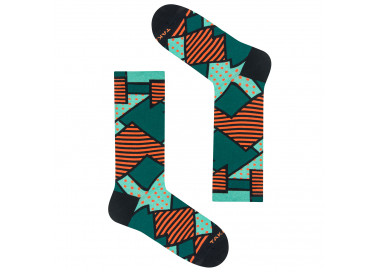 Colorful socks Piotrkowska 5m6 with geometric patterns. Takapara