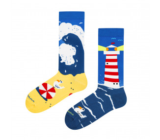 Beach and Lighthouse: Mix and Match Socks by Takapara