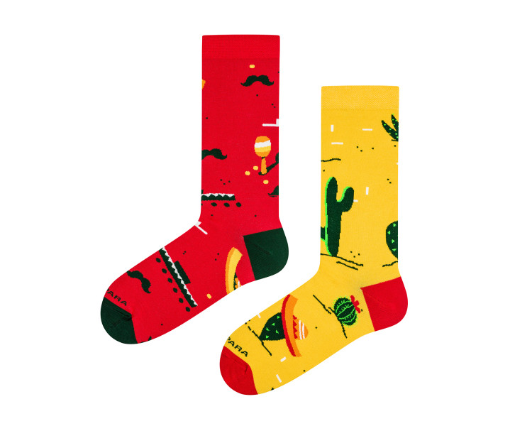 Mexican Sombrero and Cactus Mix and Match Socks
