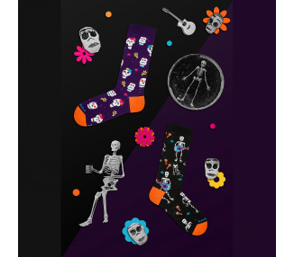 Musical Skeletons - Dia de los Muertos Socks by Takapara
