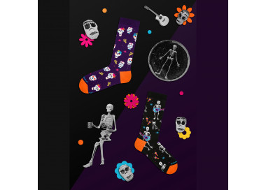 Chaussettes Squelettes Musicaux - Dia de los Muertos par Takapara