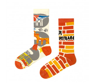 Takapara's Lodz Socks featuring landmarks and graffiti