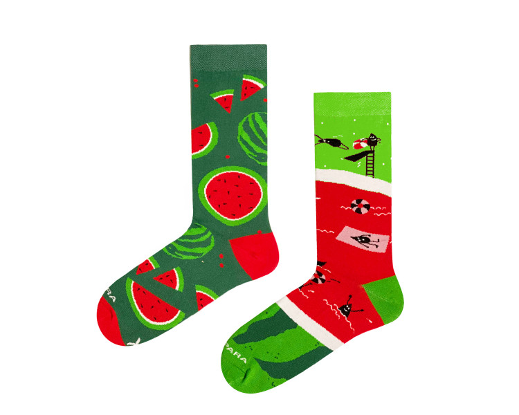 Mix and match socks with watermelons and watermelon seeds from Takapara