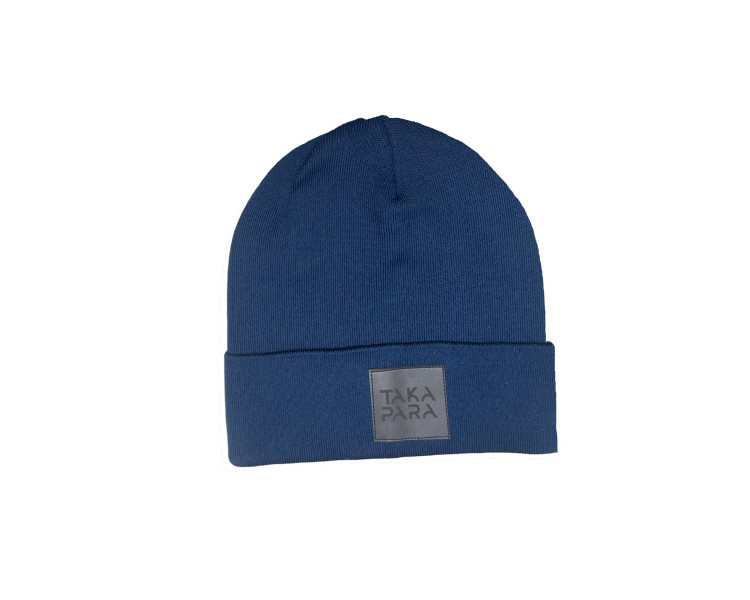 Navy blue beanie hat in 100% cotton from Takapara