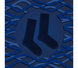 Marineblau gestreifte Socken mit Seide